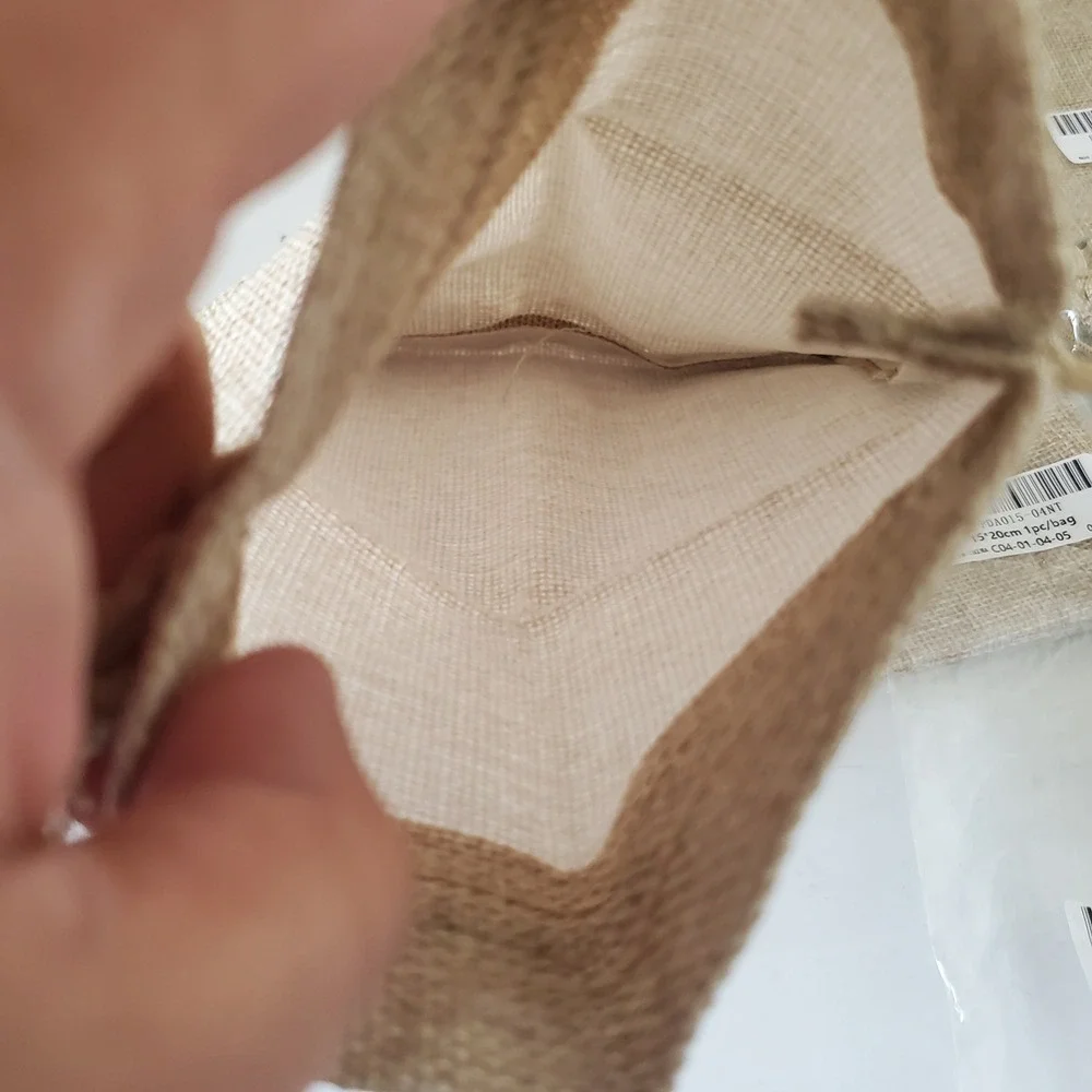 8 Pack Burlap Drawstring Gift Bags 15x20cm Natural Tan Jute Favor Pouches